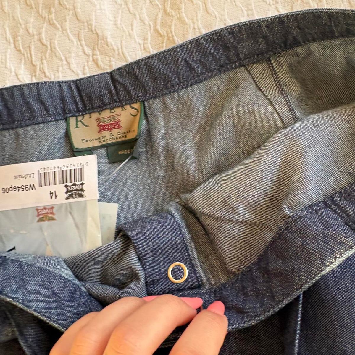 deadstock NWT vintage 90s denim button up midi skirt