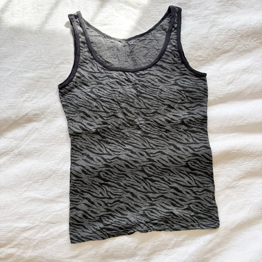 vintage 2000s y2k black grey animal print tank