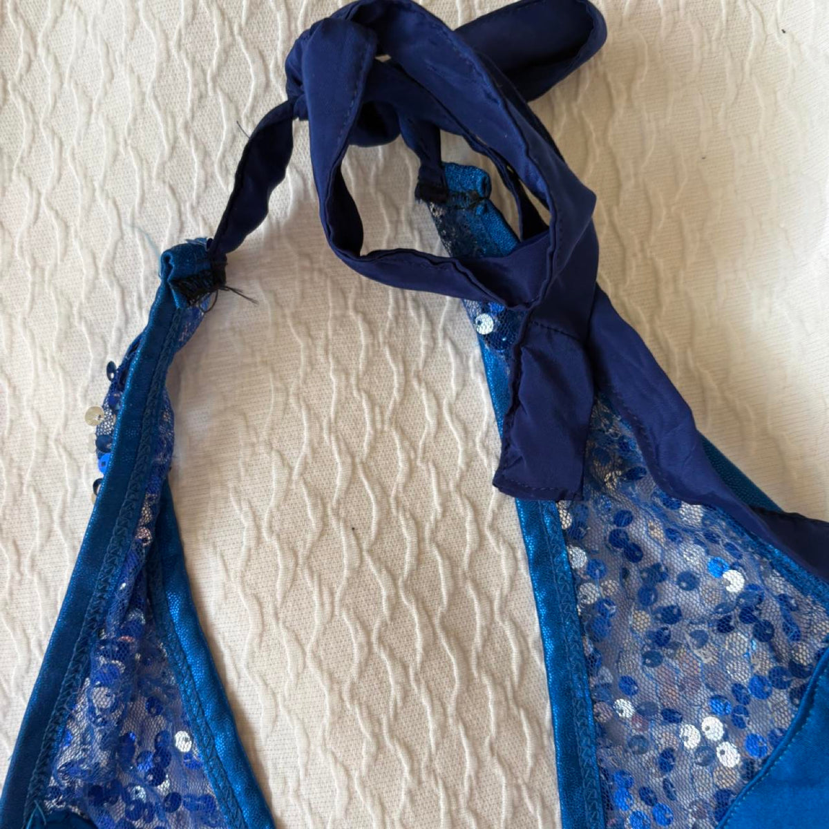 reworked y2k style sequin backless festival halter tank