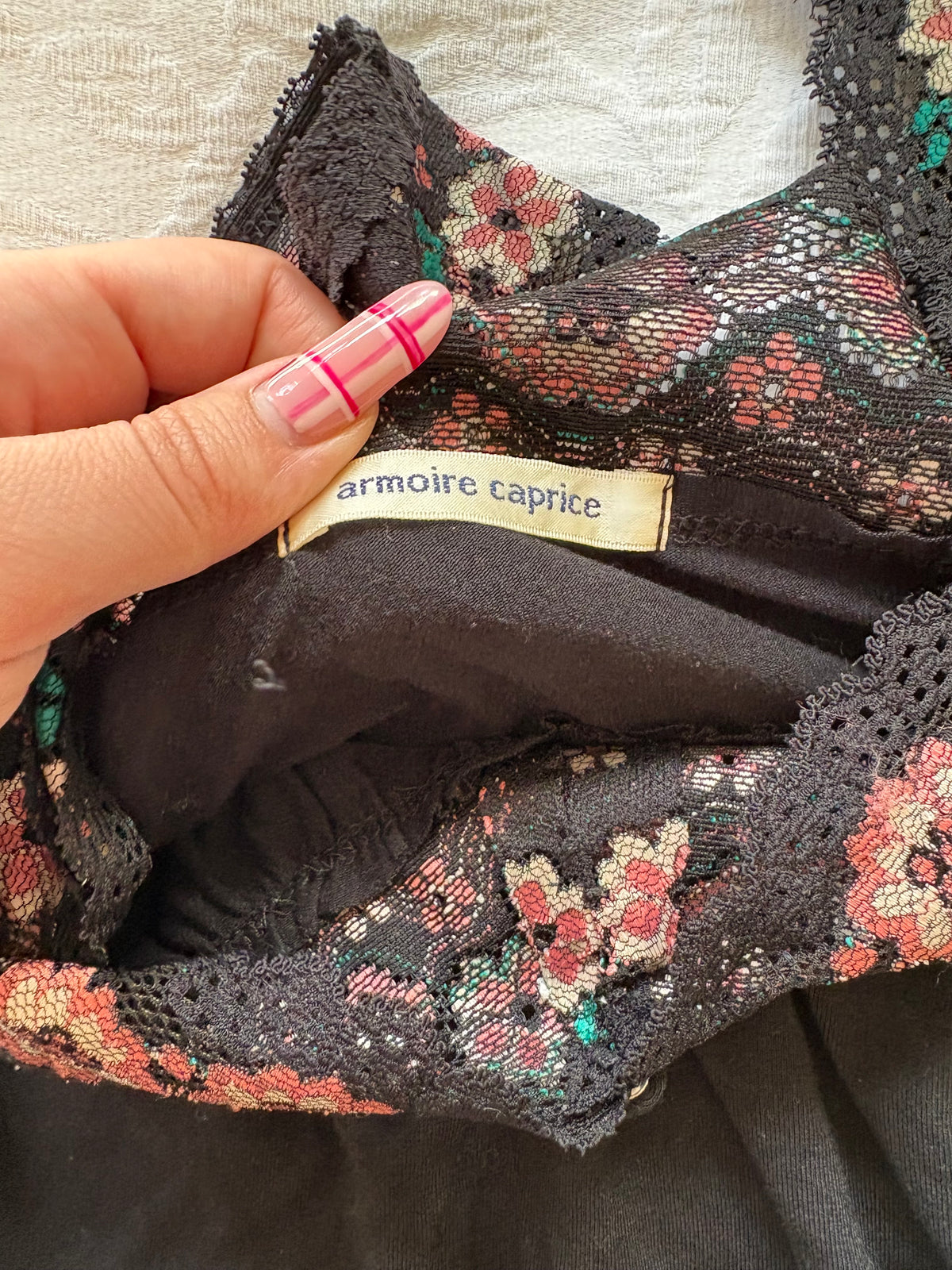 vintage 2000s y2k black floral fairycore tank
