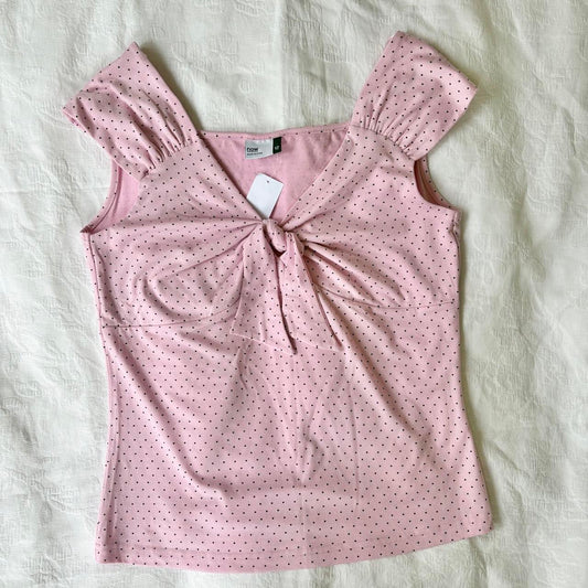 deadstock NWT 2000s y2k pink polka dot blouse