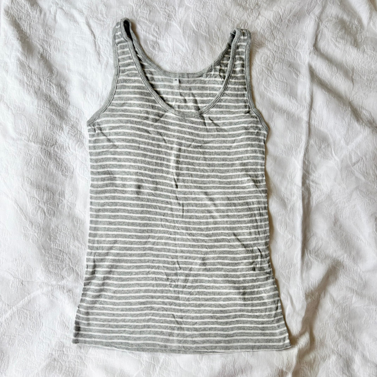 vintage grey white striped tank