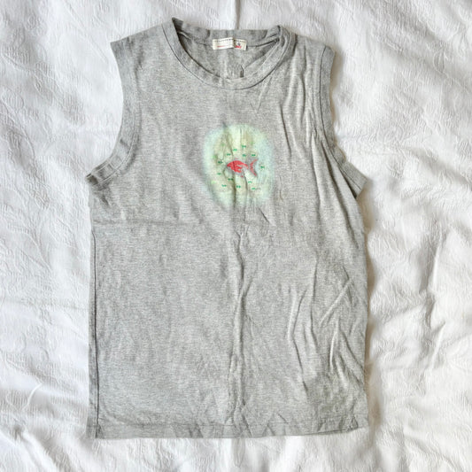 vintage 2000s y2k grey graphic tank top