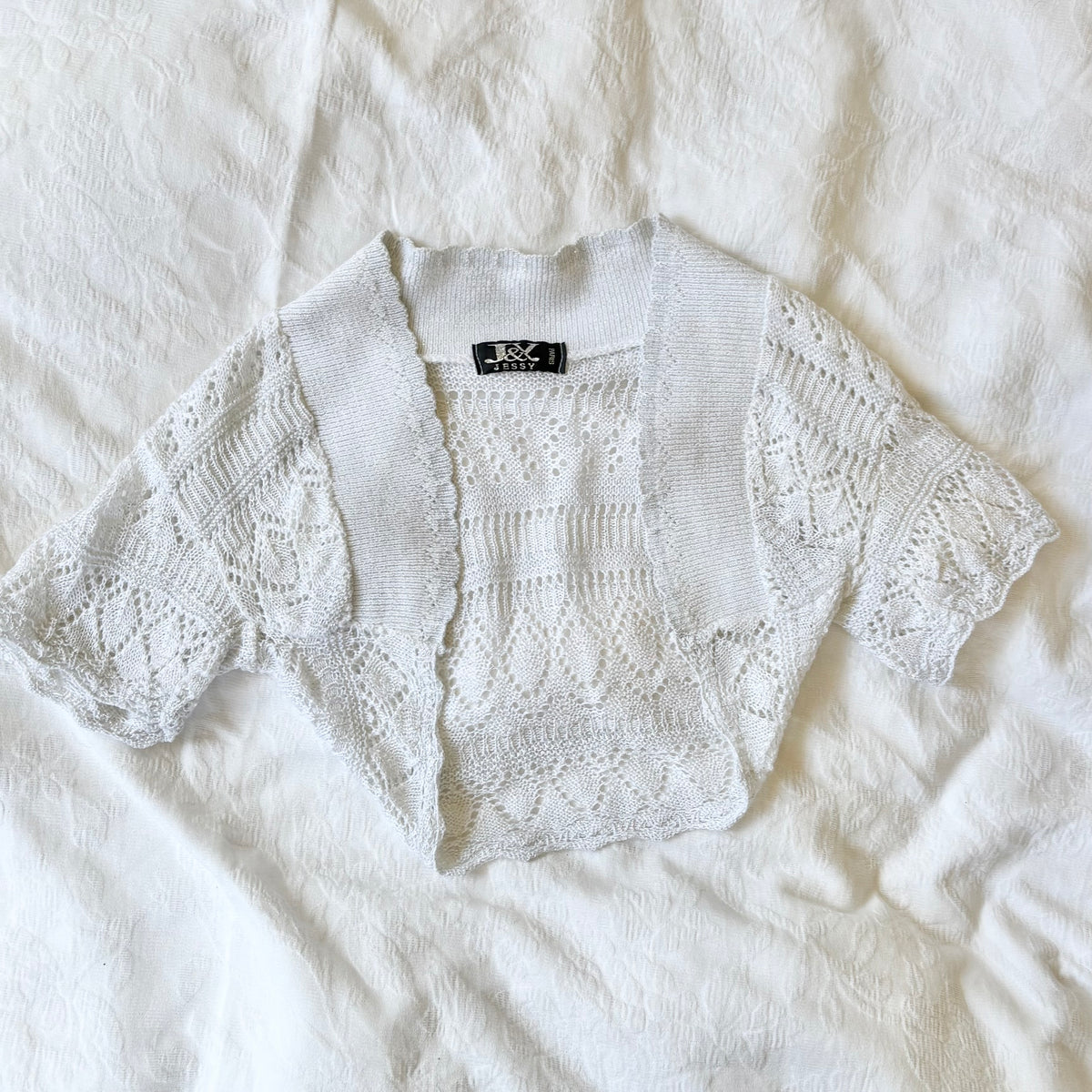 vintage 2000s y2k silver crop bolero
