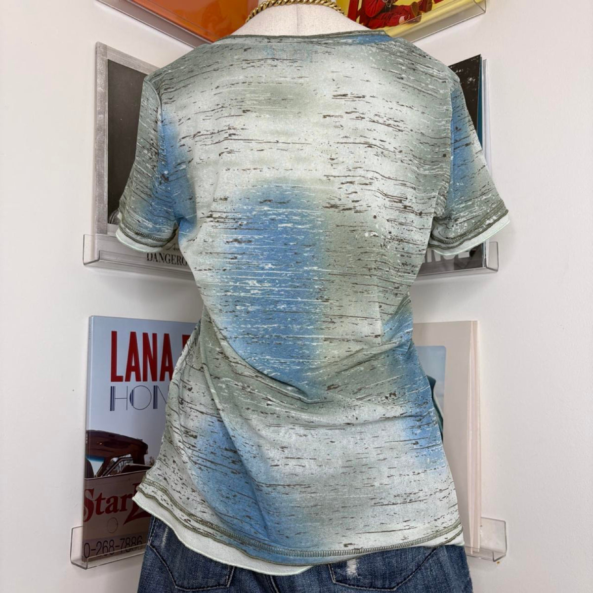 deadstock NWOT 2000s y2k graphic micromesh blouse