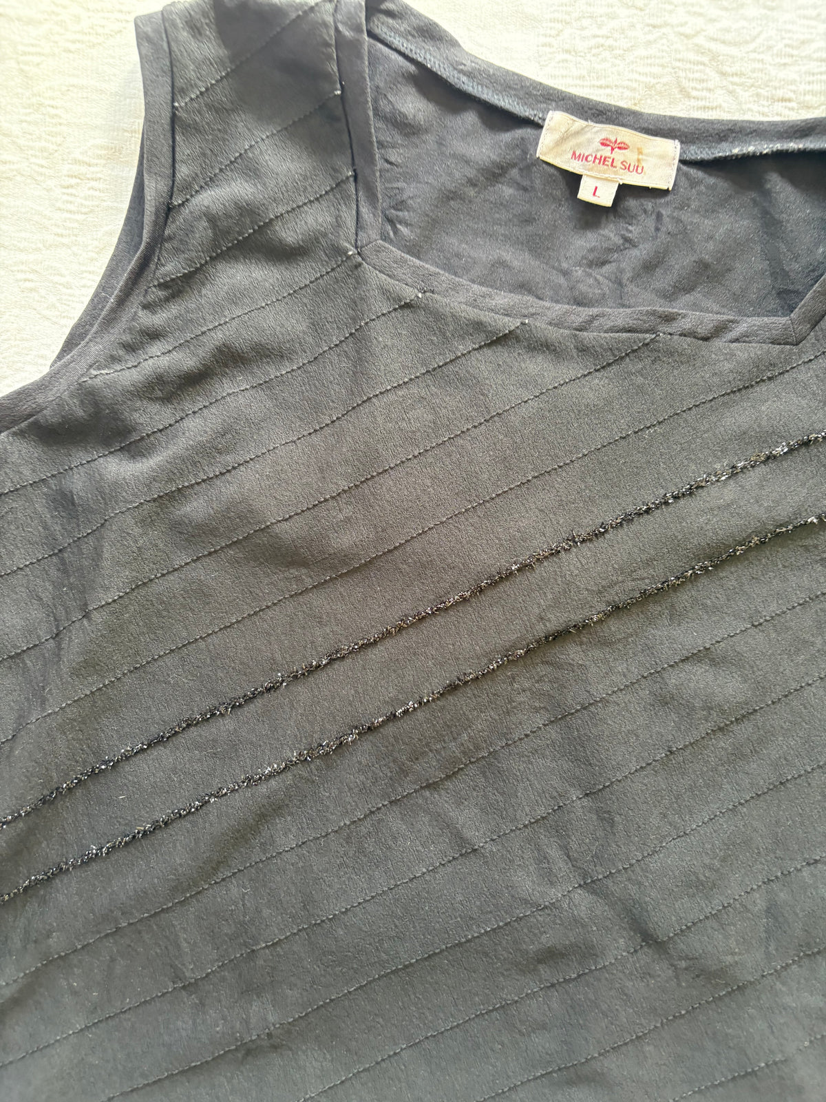 vintage 2000s y2k black beaded tank