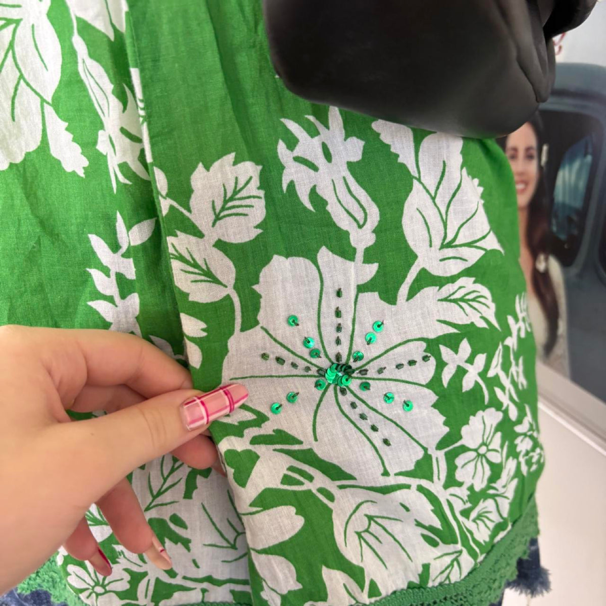vintage 2000s y2k green floral strapless tube top