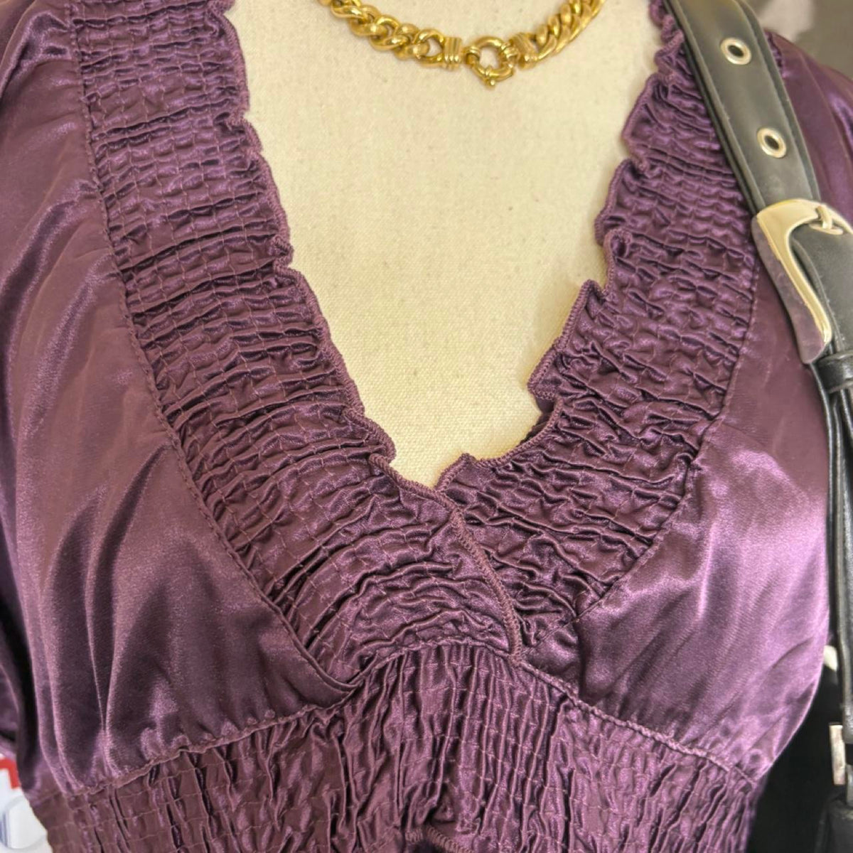 deadstock NWT 2000s y2k purple shirred shirt
