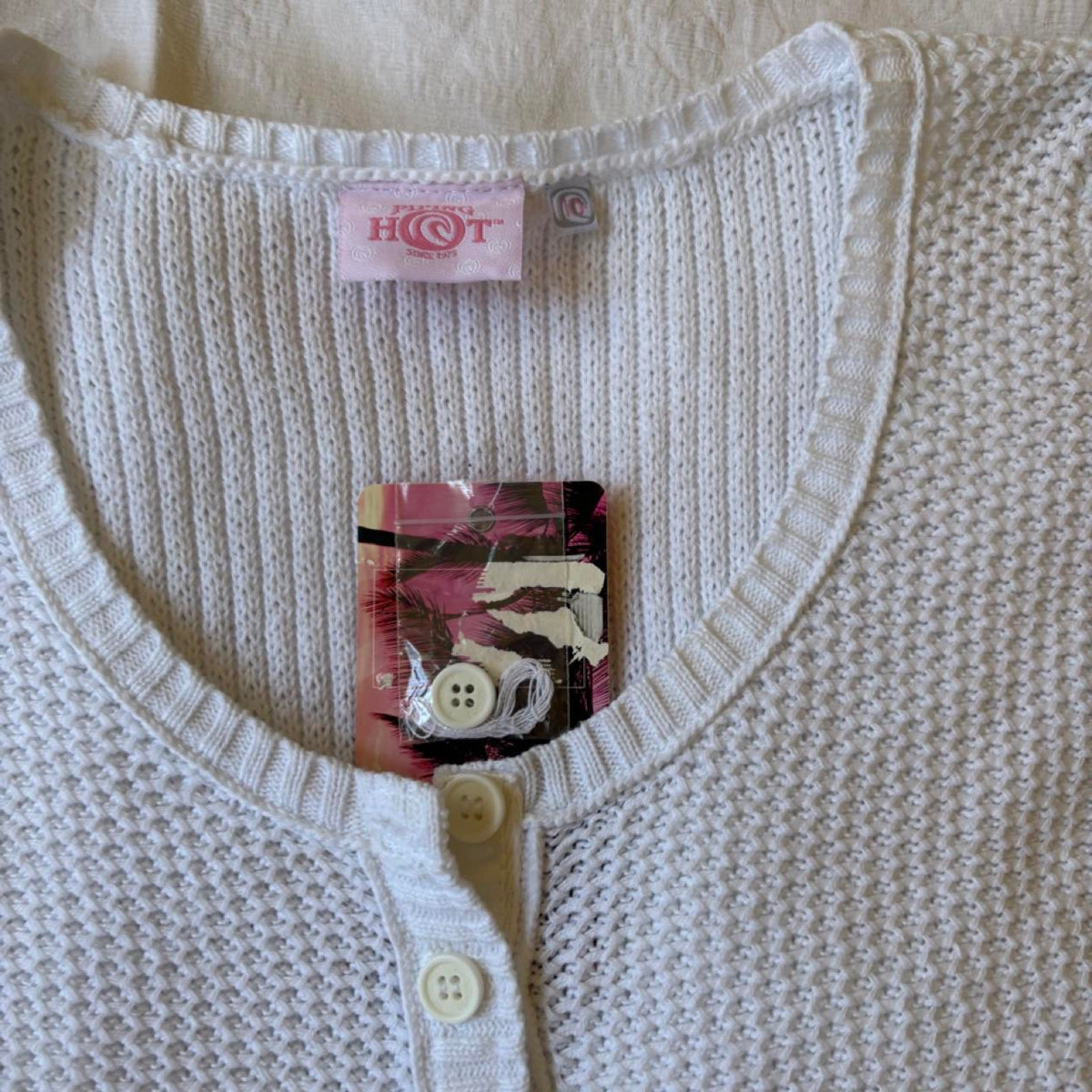 deadstock NWT 2000s y2k white knit babydoll blouse