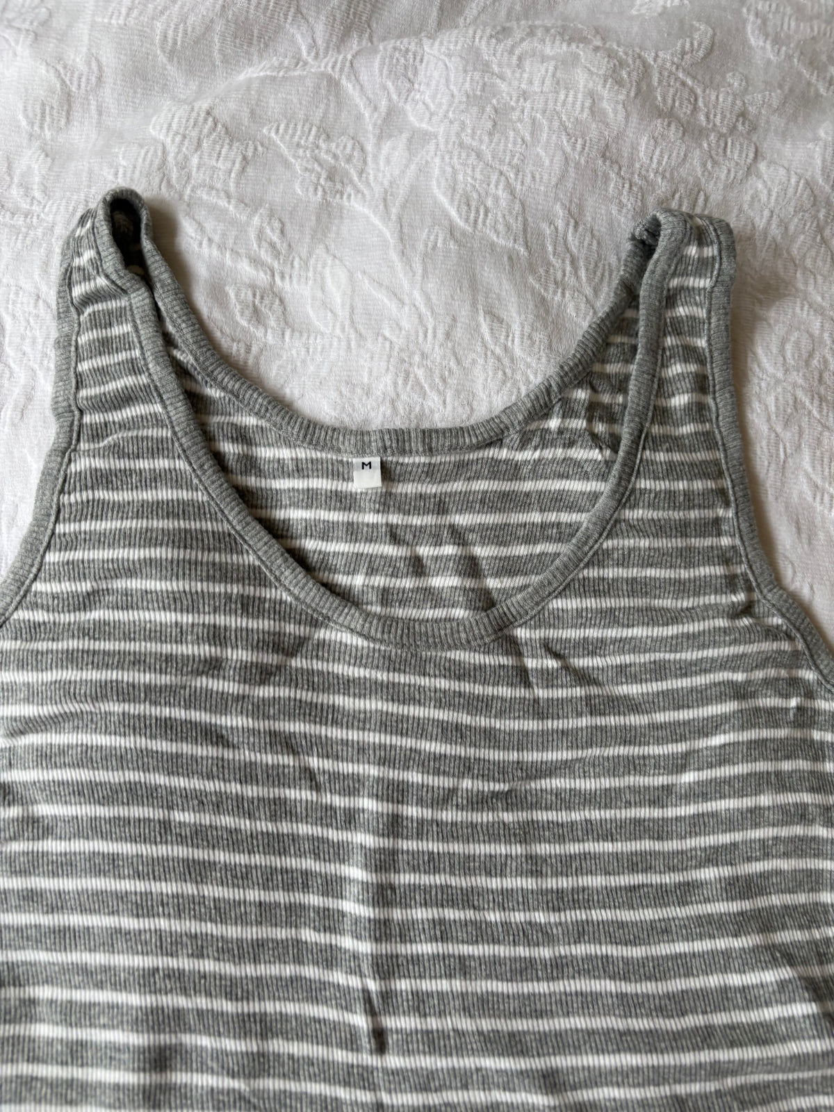 vintage grey white striped tank