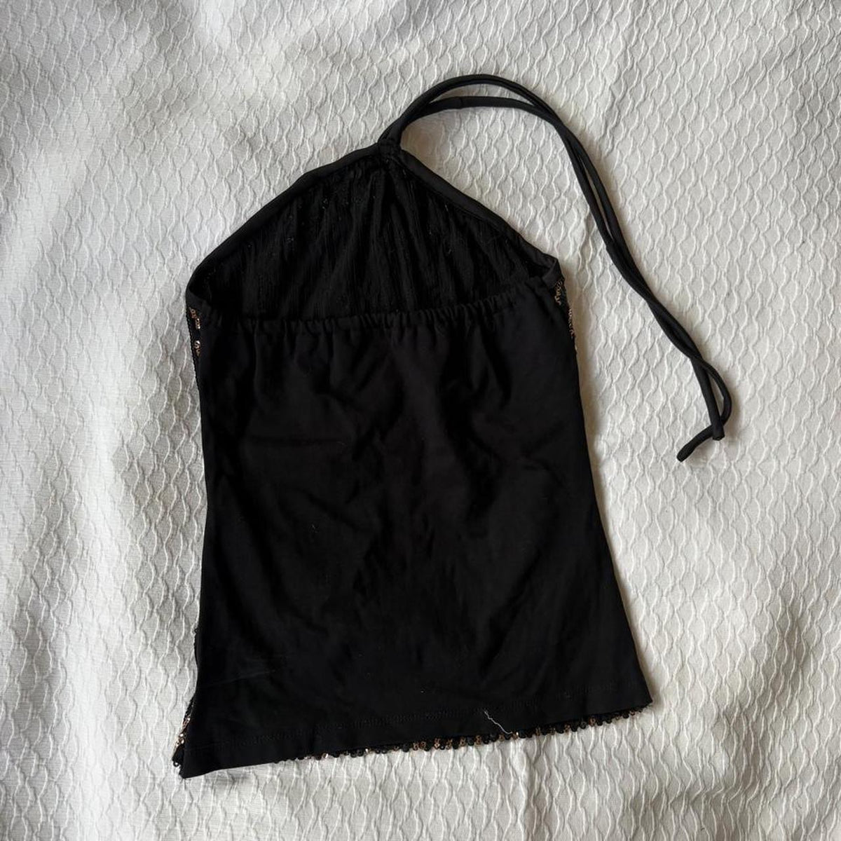 reworked y2k style sequin festival halter tank