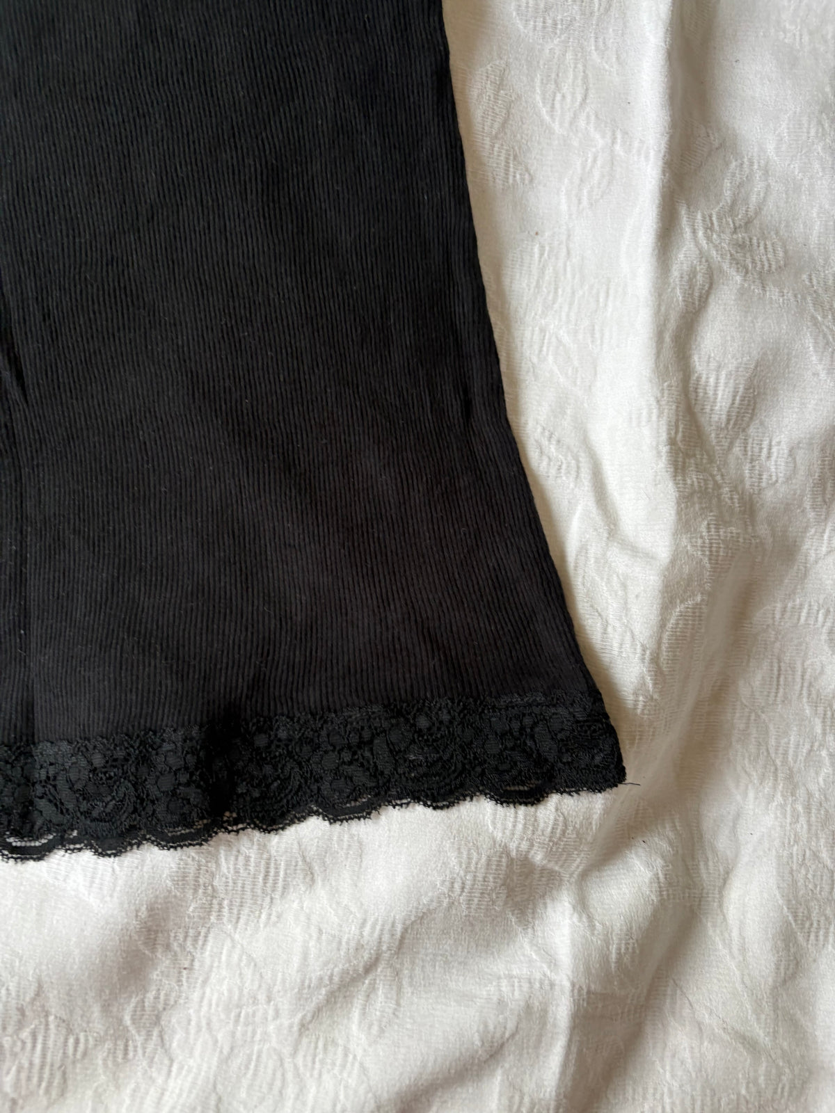 black lace trim tank top
