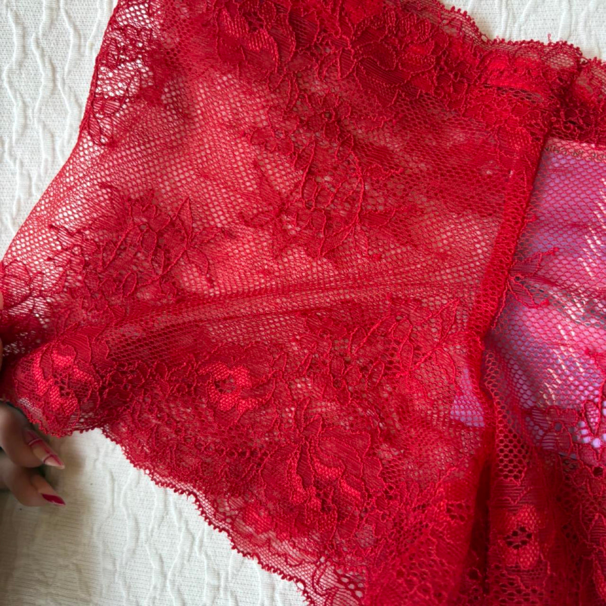 deadstock NWOT red lace micro mini festival shorts