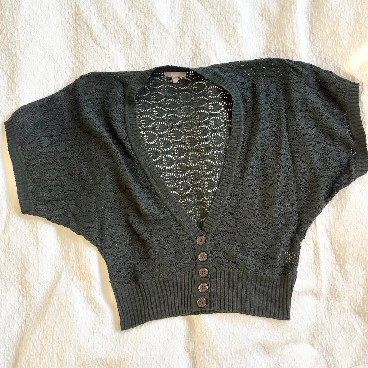 vintage 2000s y2k black short sleeve cardigan