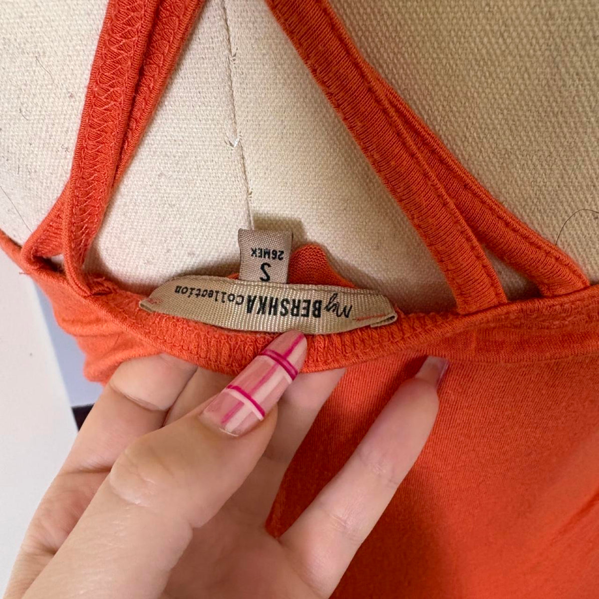 vintage 2000s y2k orange beaded halter neck