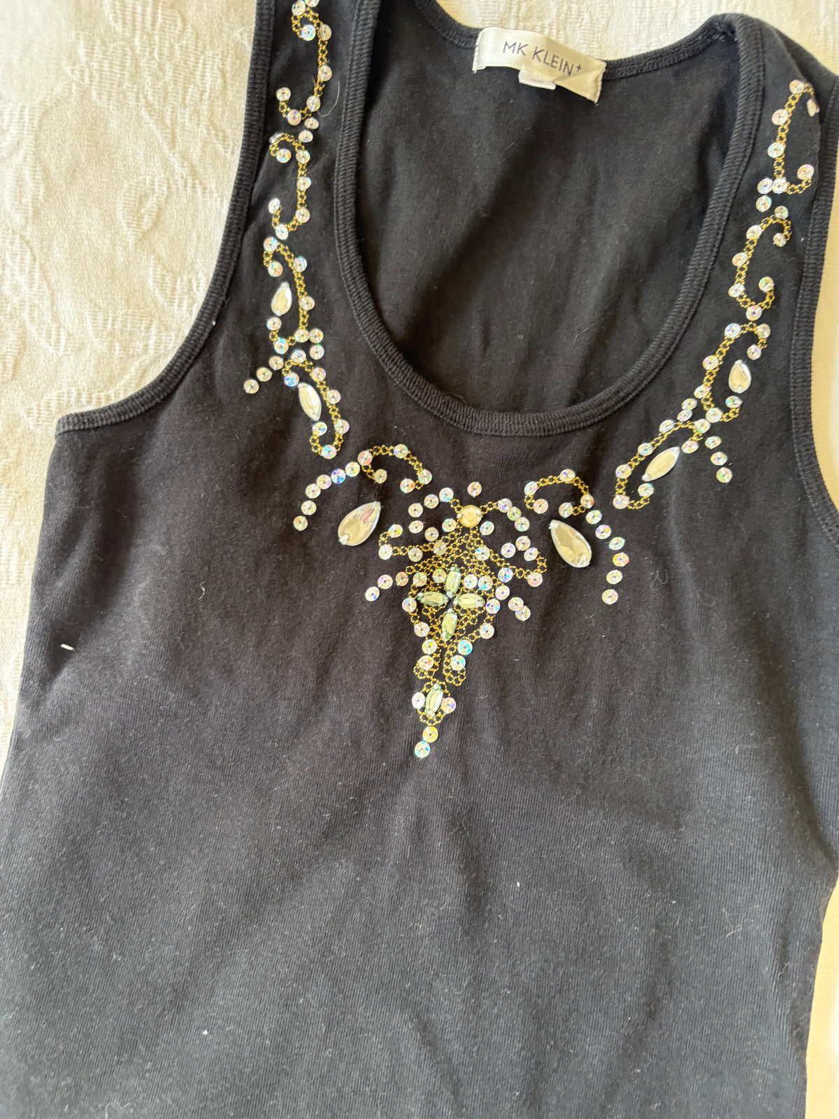 vintage 2000s y2k black beaded tank
