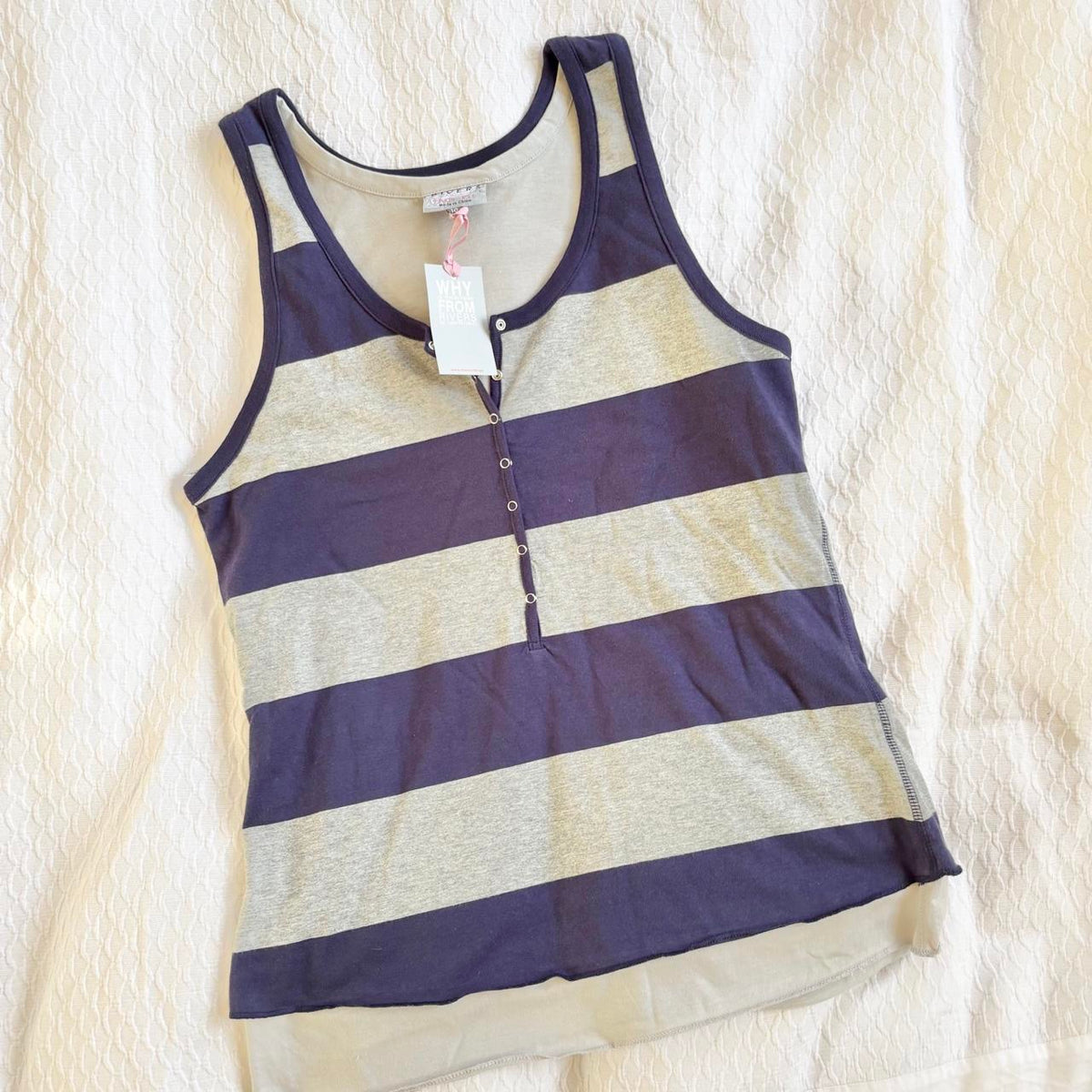 deadstock NWT 2000s era grey blue stripe tank