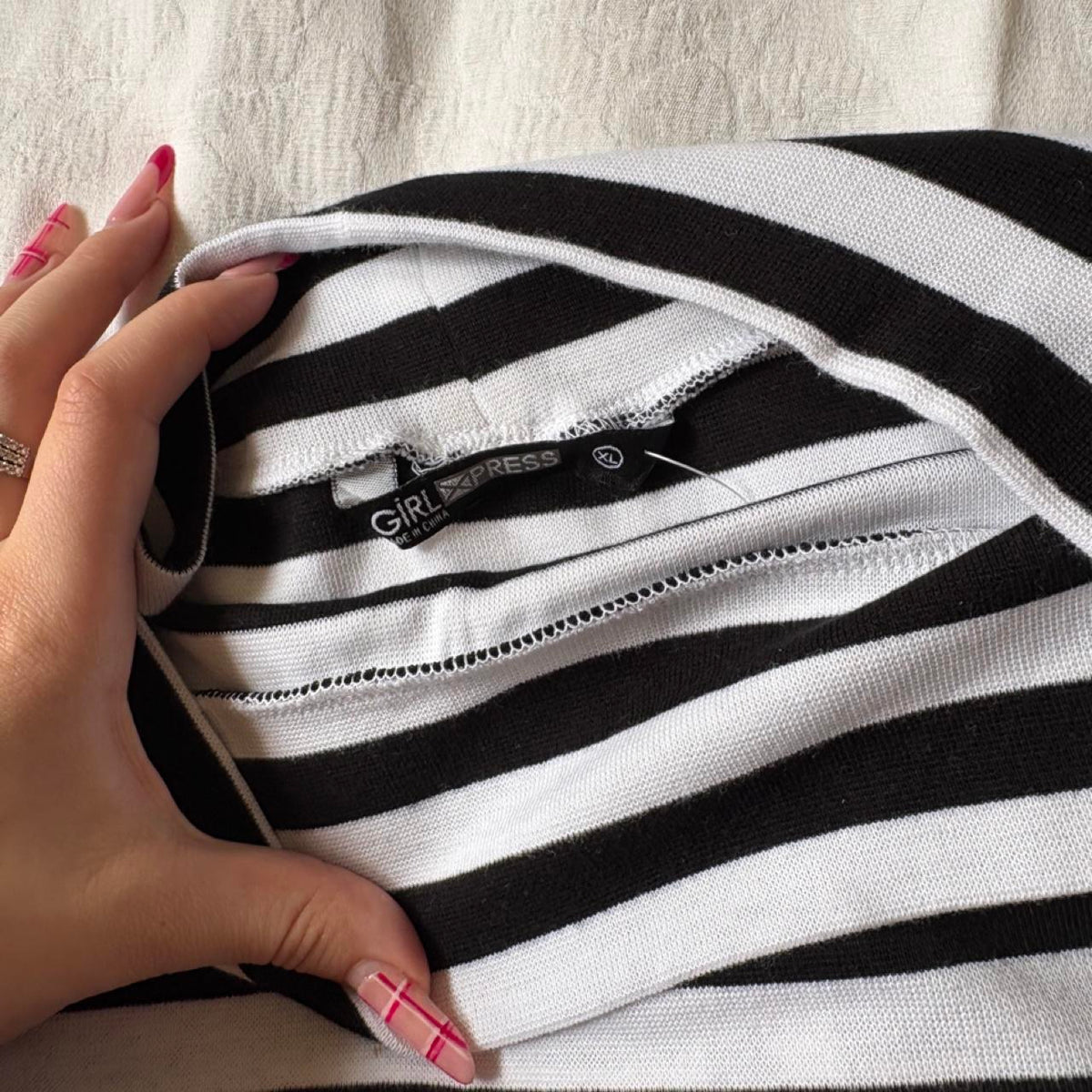 deadstock NWT 2000s y2k stripe boatneck 3/4 sleeve top