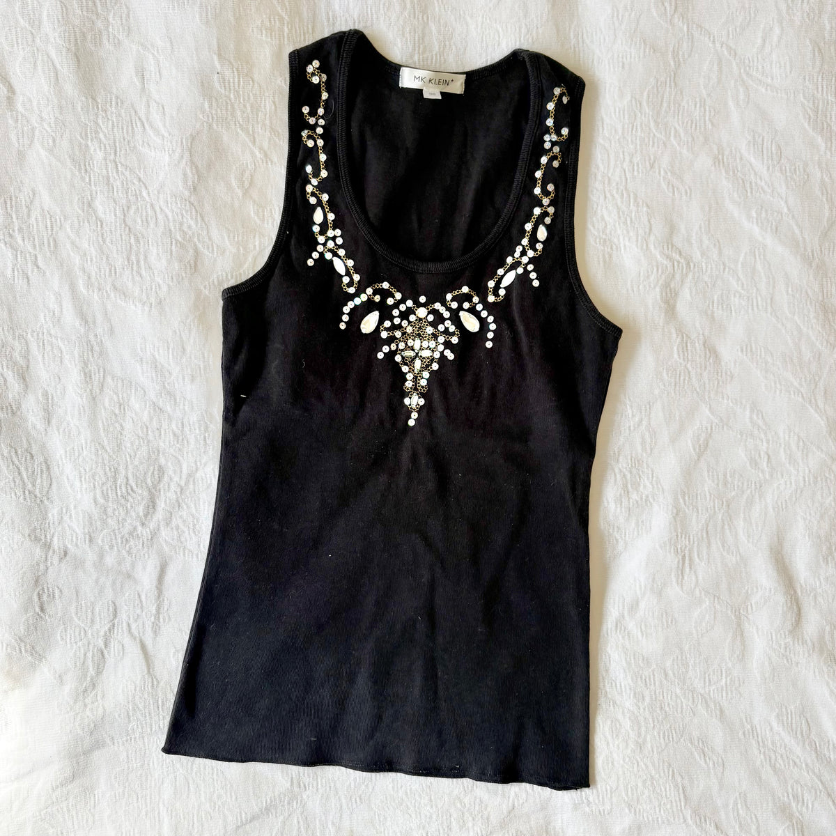 vintage 2000s y2k black beaded tank