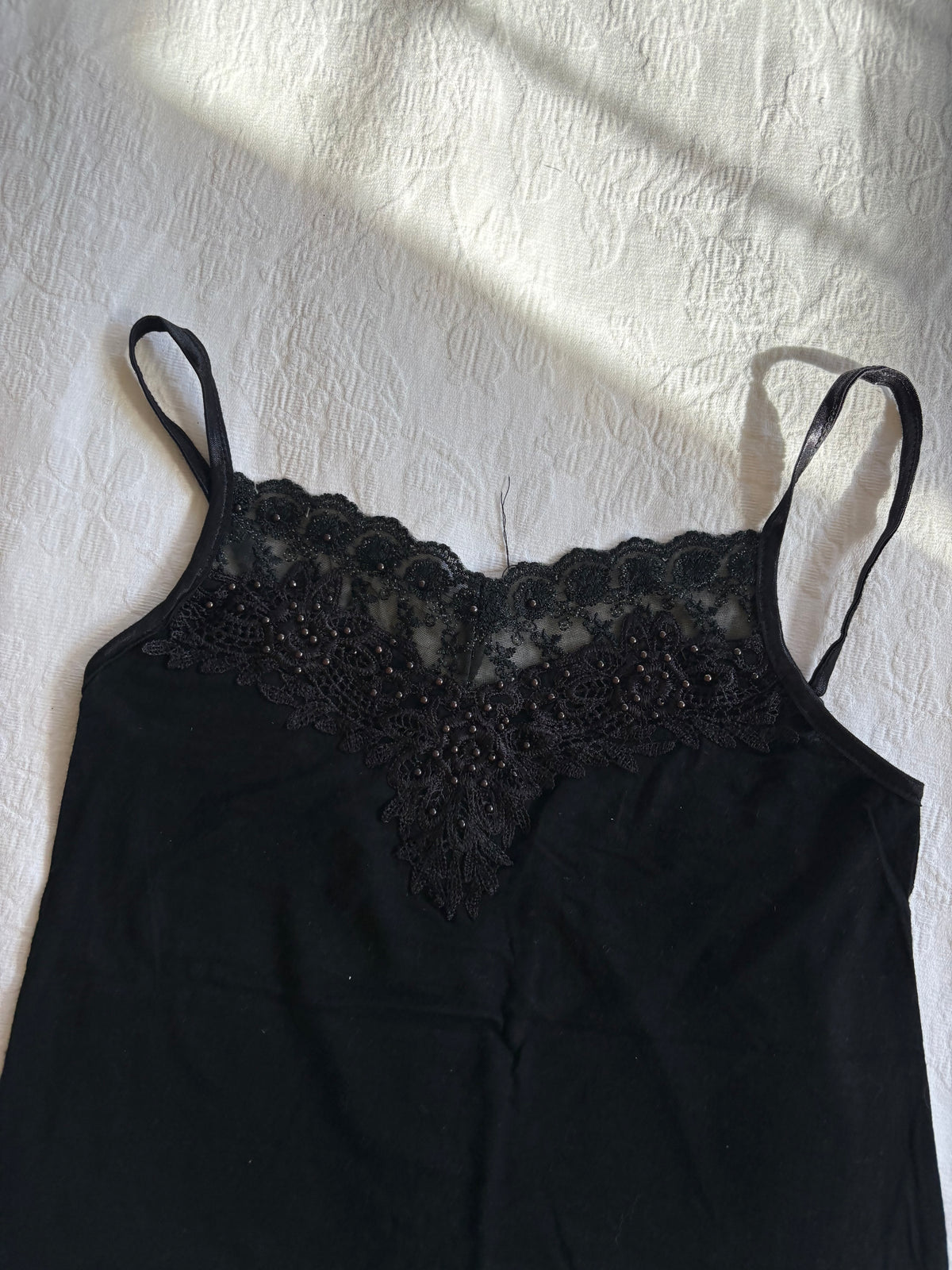 vintage 2000s y2k black trim cami