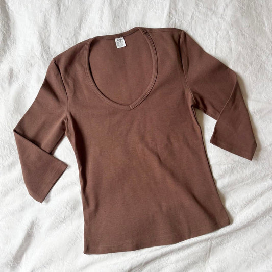 deadstock NWOT 2000s y2k brown 3/4 sleeve
