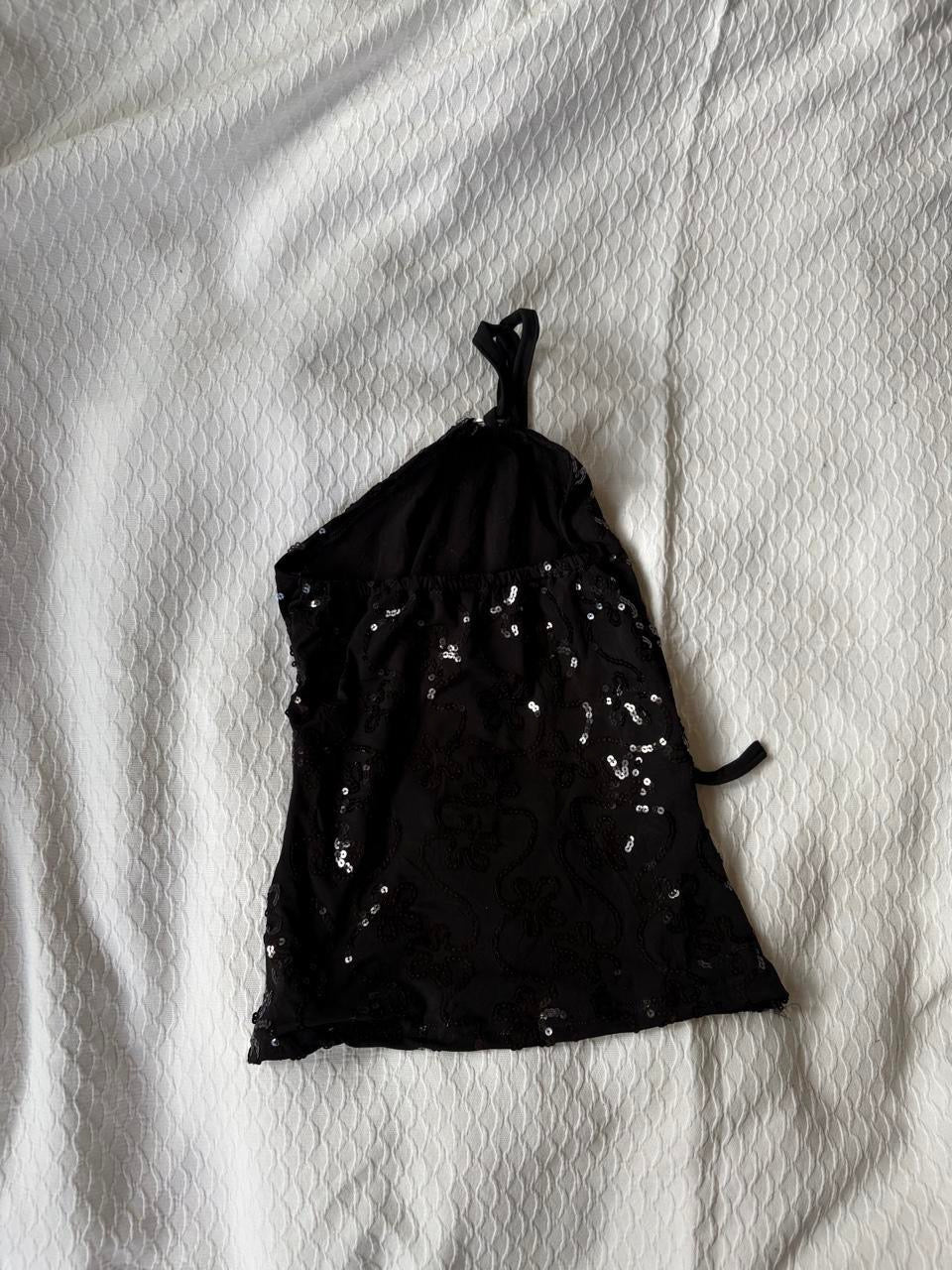 reworked y2k style sequin festival halter tank