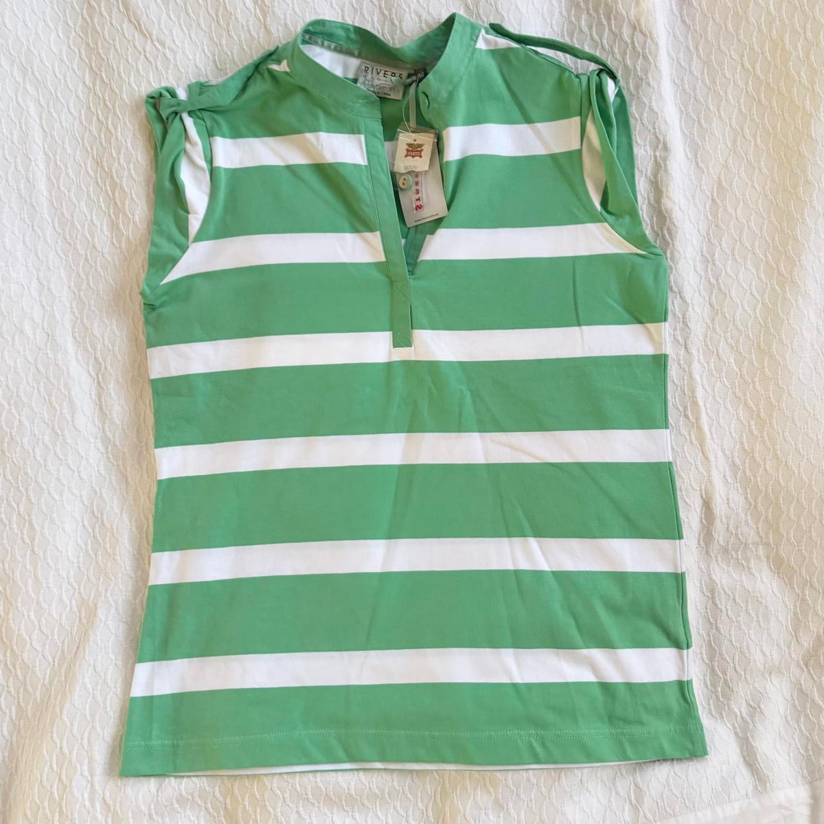 deadstock NWT 2000s y2k green white stripe tank