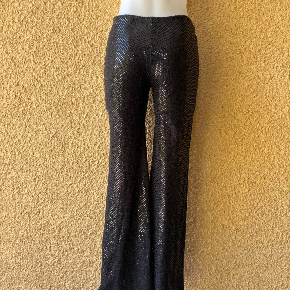 vintage 2000s y2k black sequin glitter bootcut pants