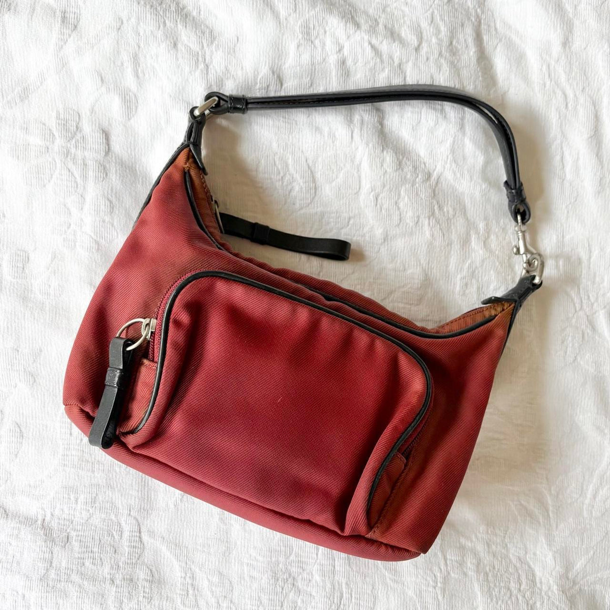 vintage 2000s y2k burgundy nylon coach shoulder bag