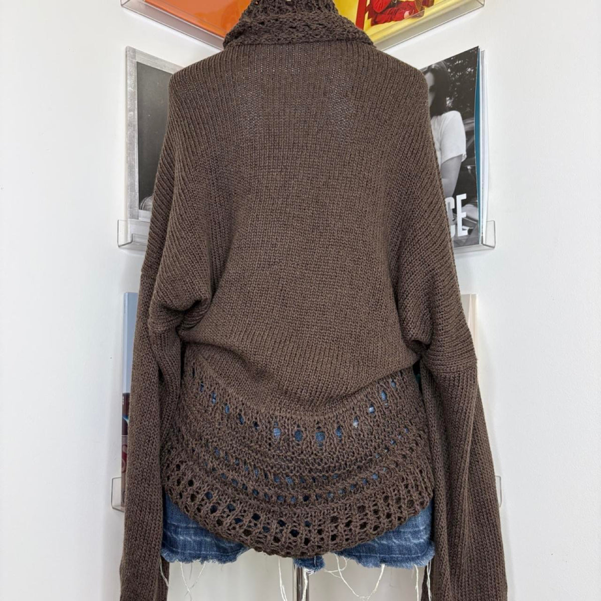 vintage look dark brown shawl/ cardigan