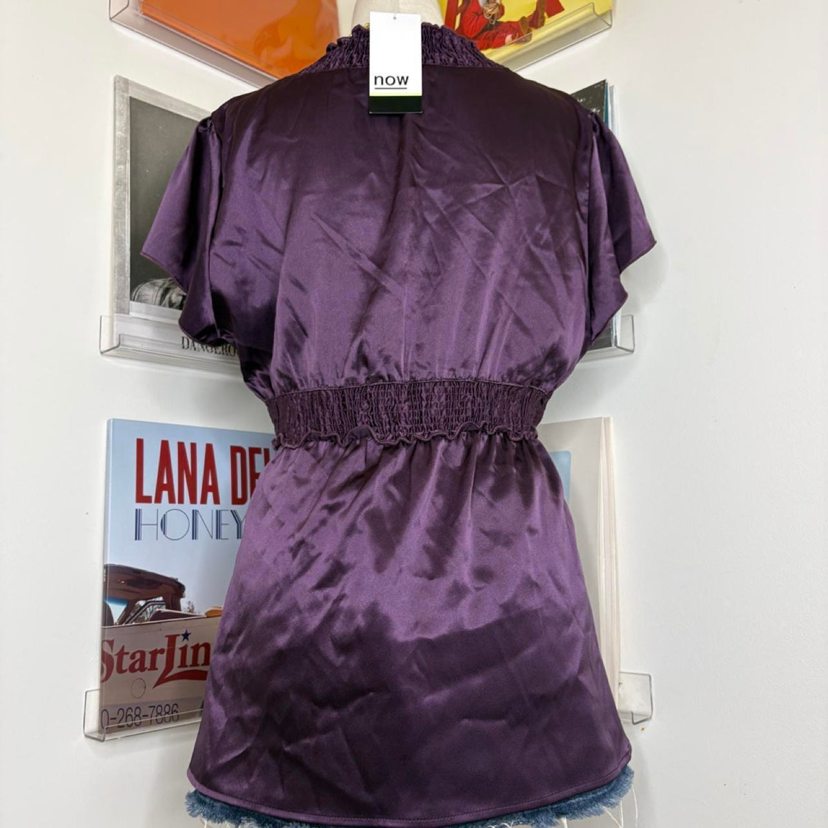 deadstock NWT 2000s y2k purple shirred shirt