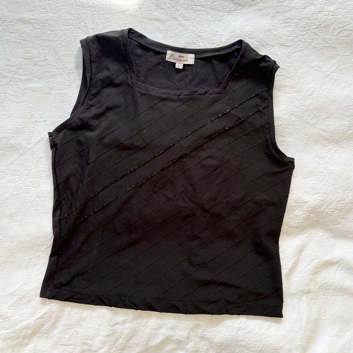 vintage 2000s y2k black beaded tank