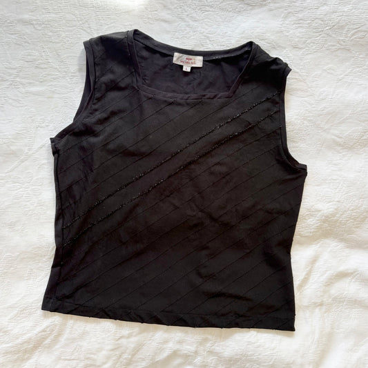 vintage 2000s y2k black beaded tank