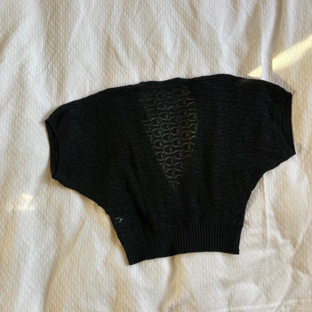vintage 2000s y2k black short sleeve cardigan