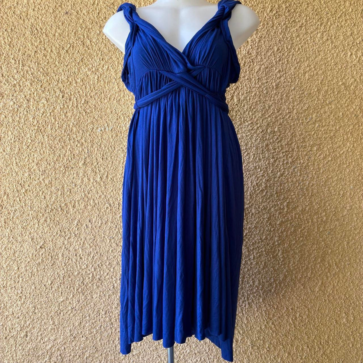 vintage 2000s era grecian style tie back midi dress