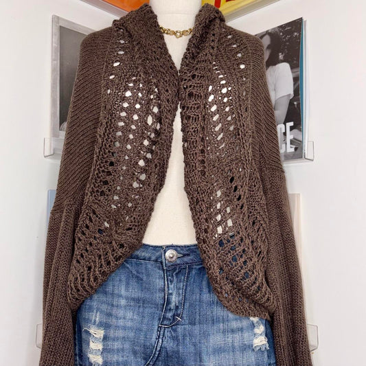 vintage look dark brown shawl/ cardigan