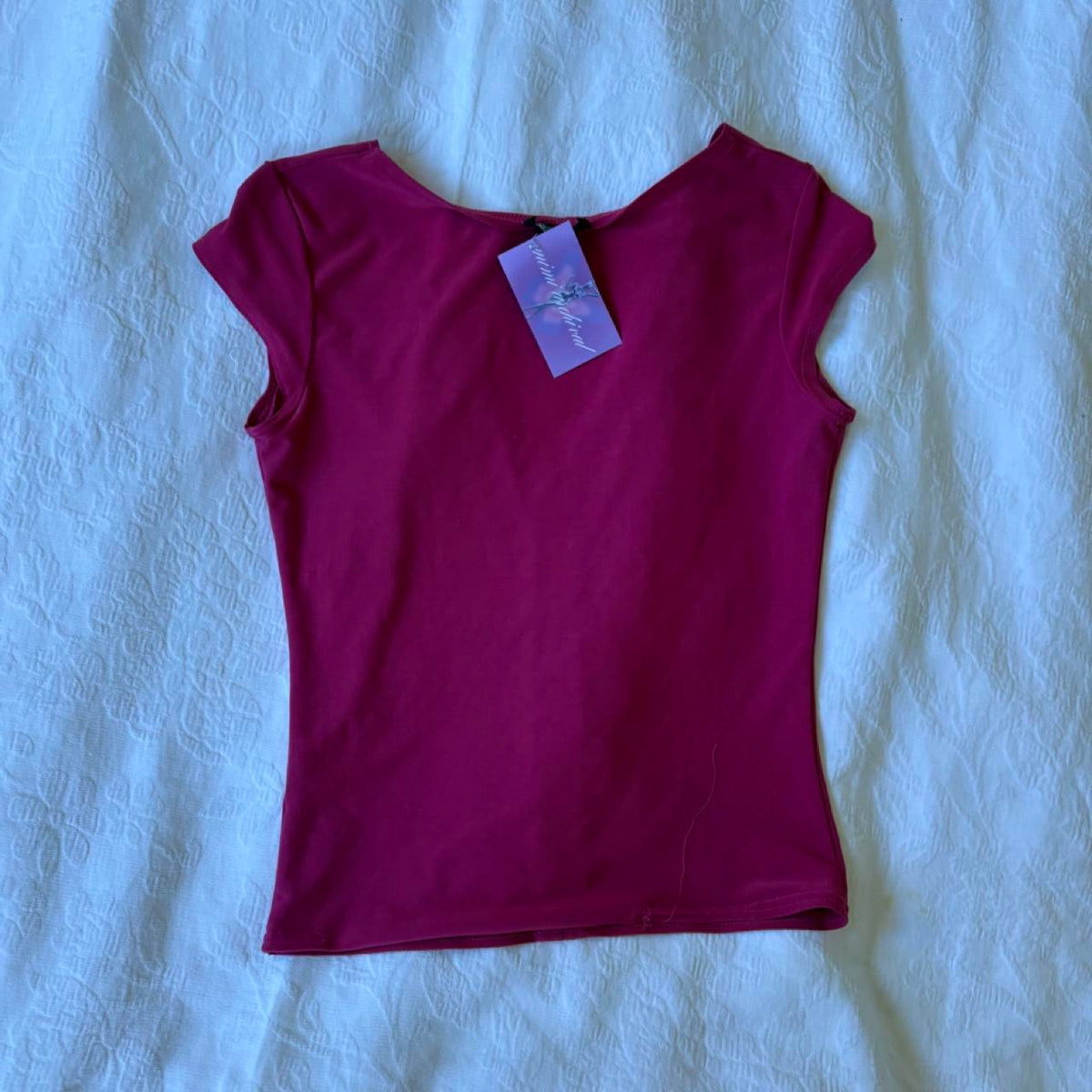 vintage 2000s y2k basic pink baby tee