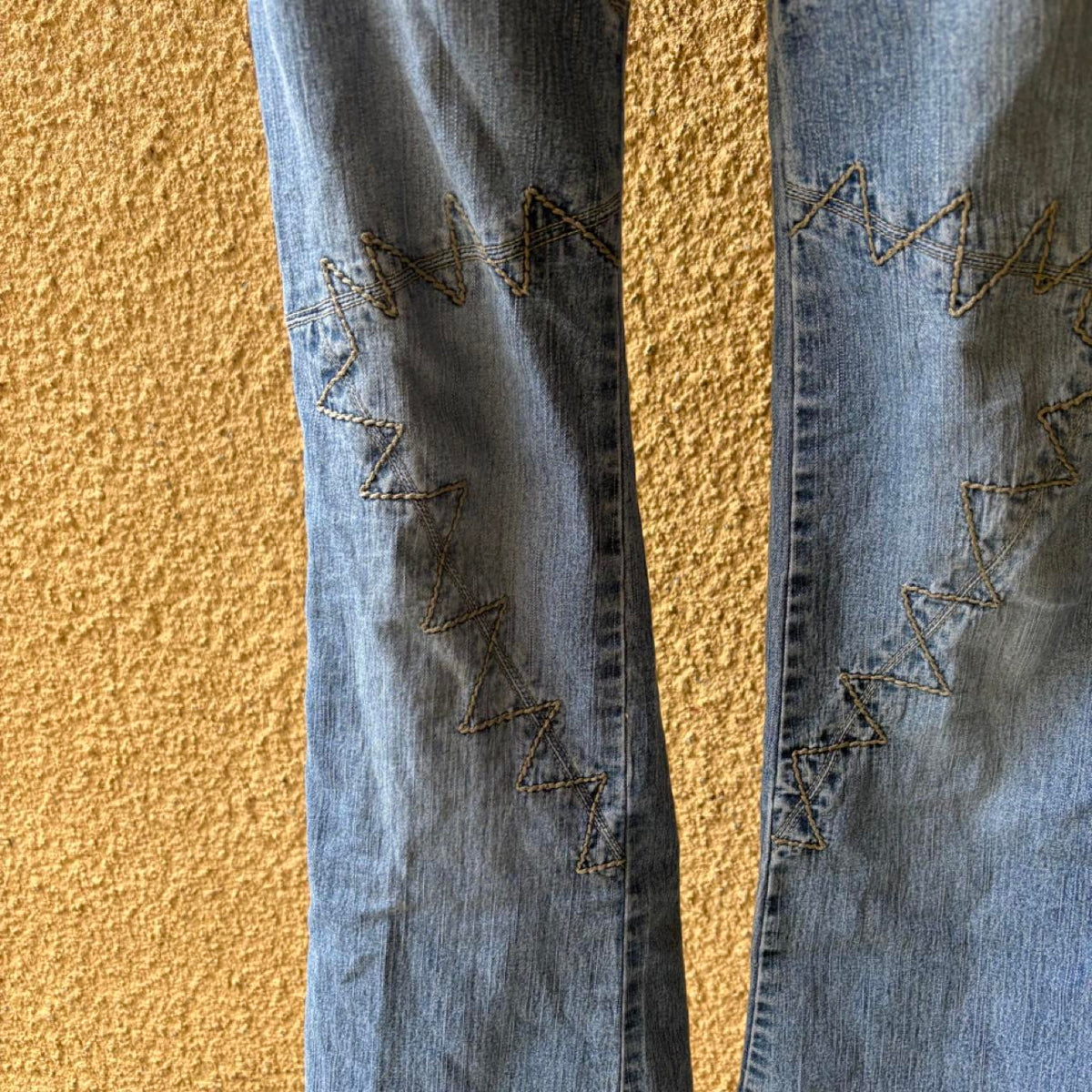 vintage 2000s y2k denim bootcut embroidered jeans