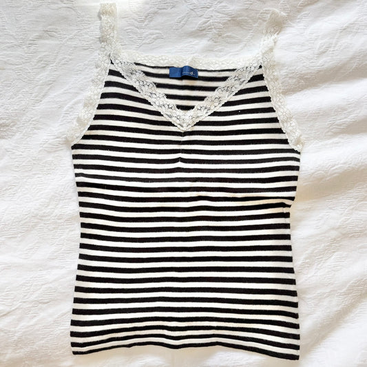 vintage 2000s y2k black white stripe tank