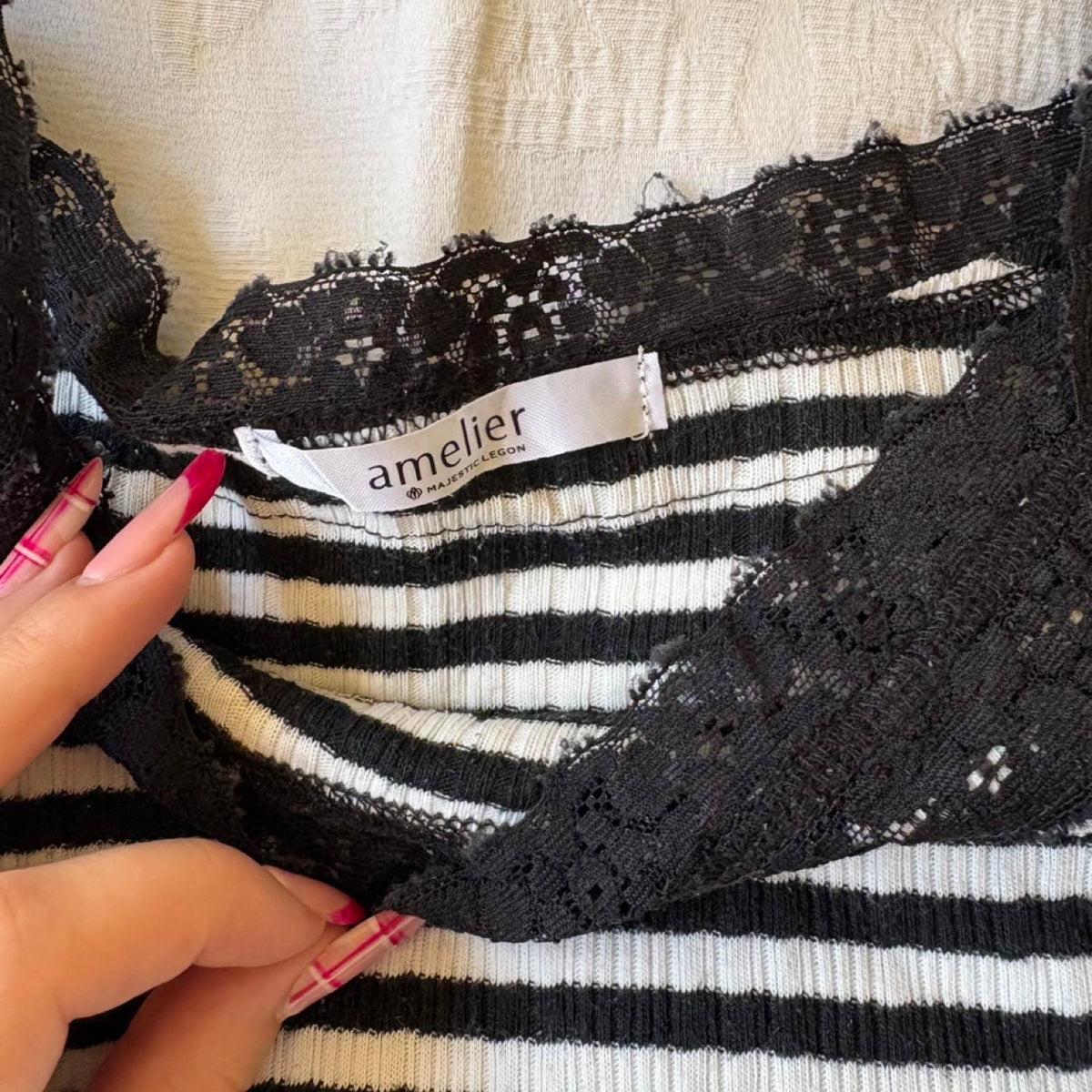vintage 2000s y2k white black stripe knit tank