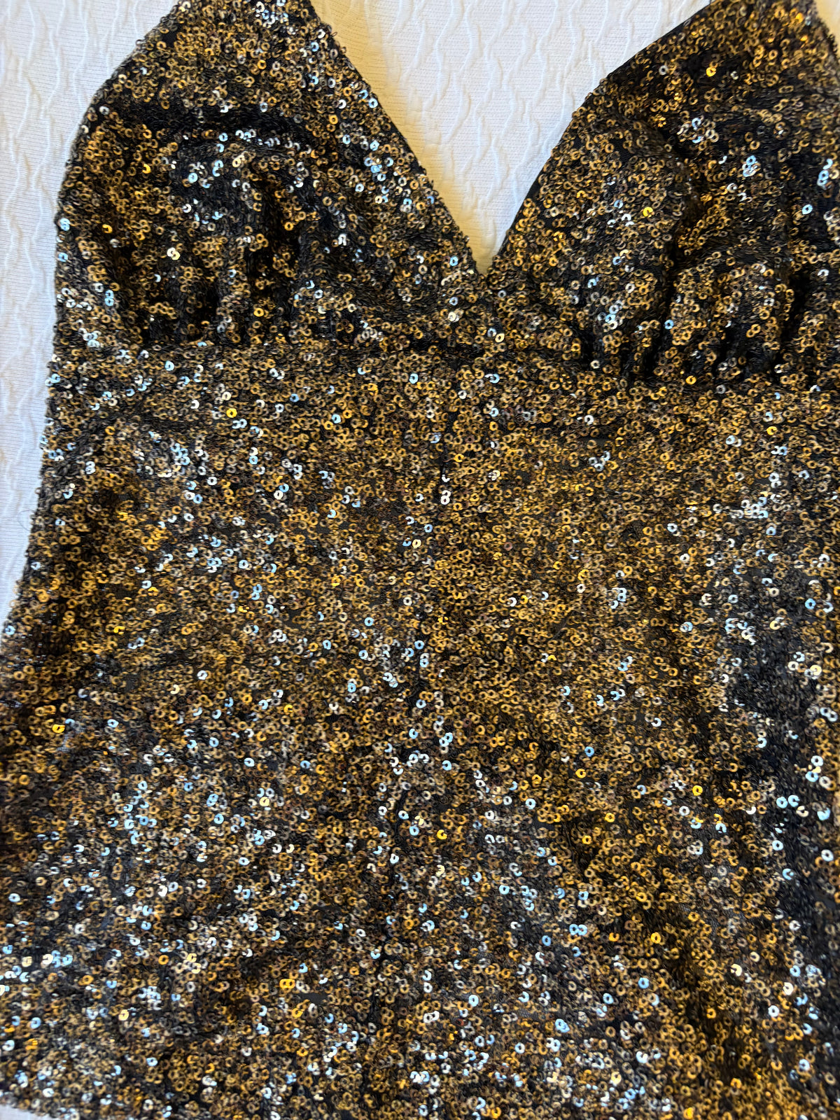 reworked y2k style sequin backless festival halter tank