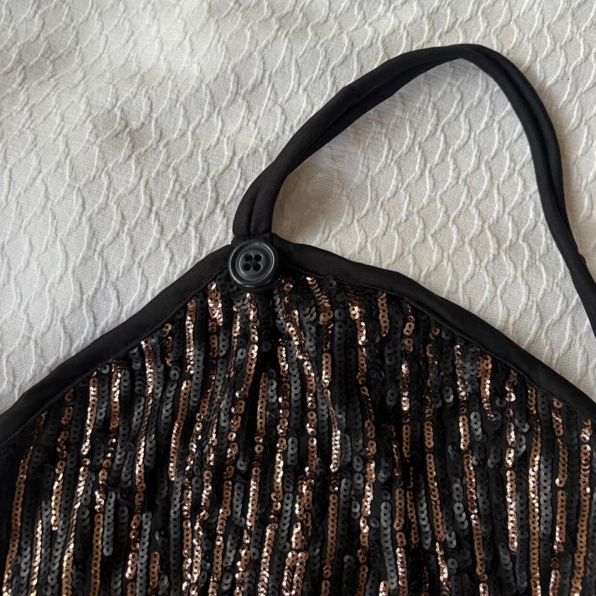 reworked y2k style sequin festival halter tank