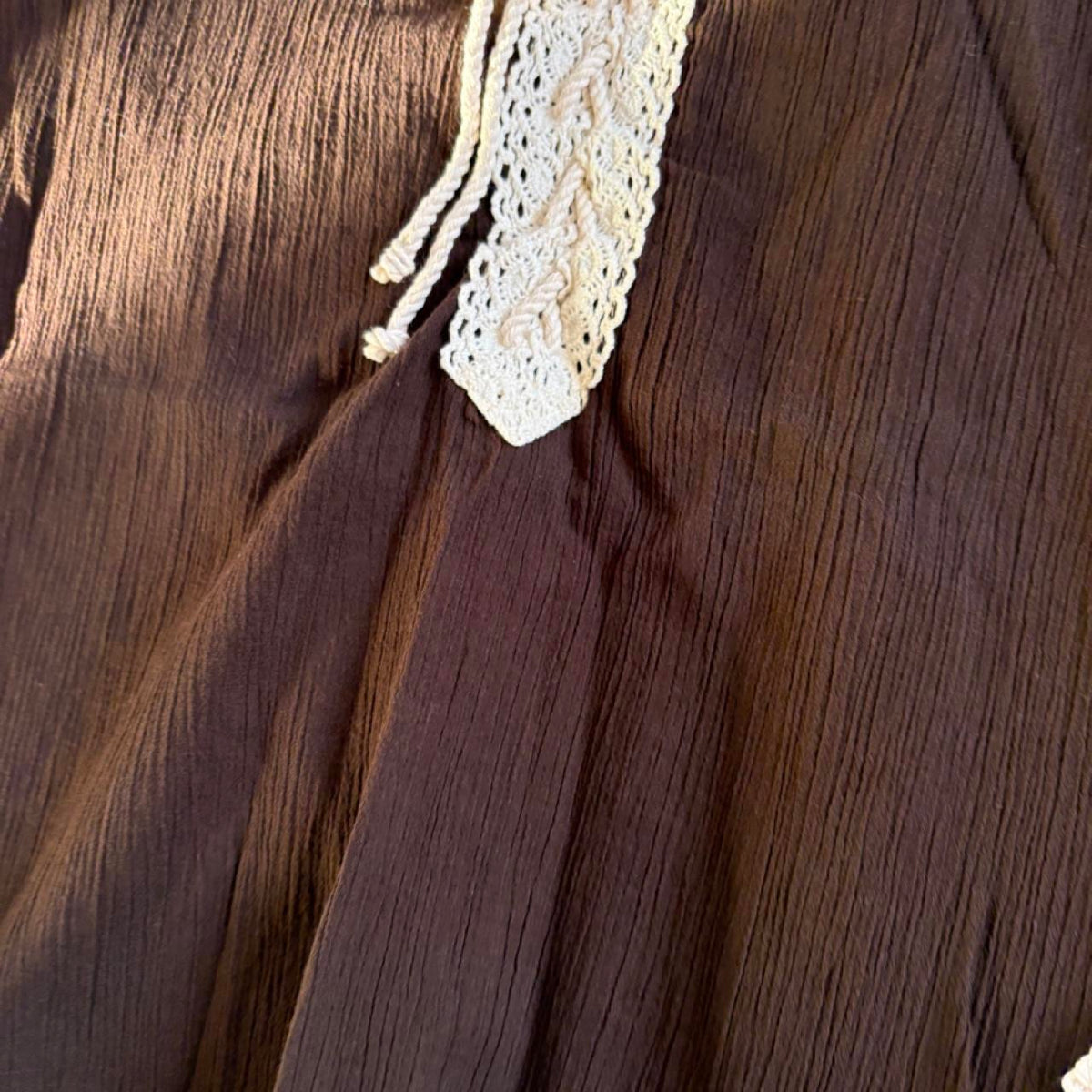 vintage 2000s y2k brown peasant blouse
