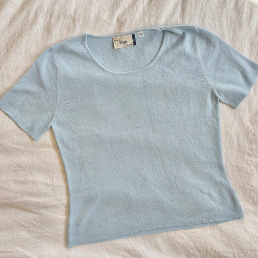 deadstock NWOT 90s light blue knit blouse