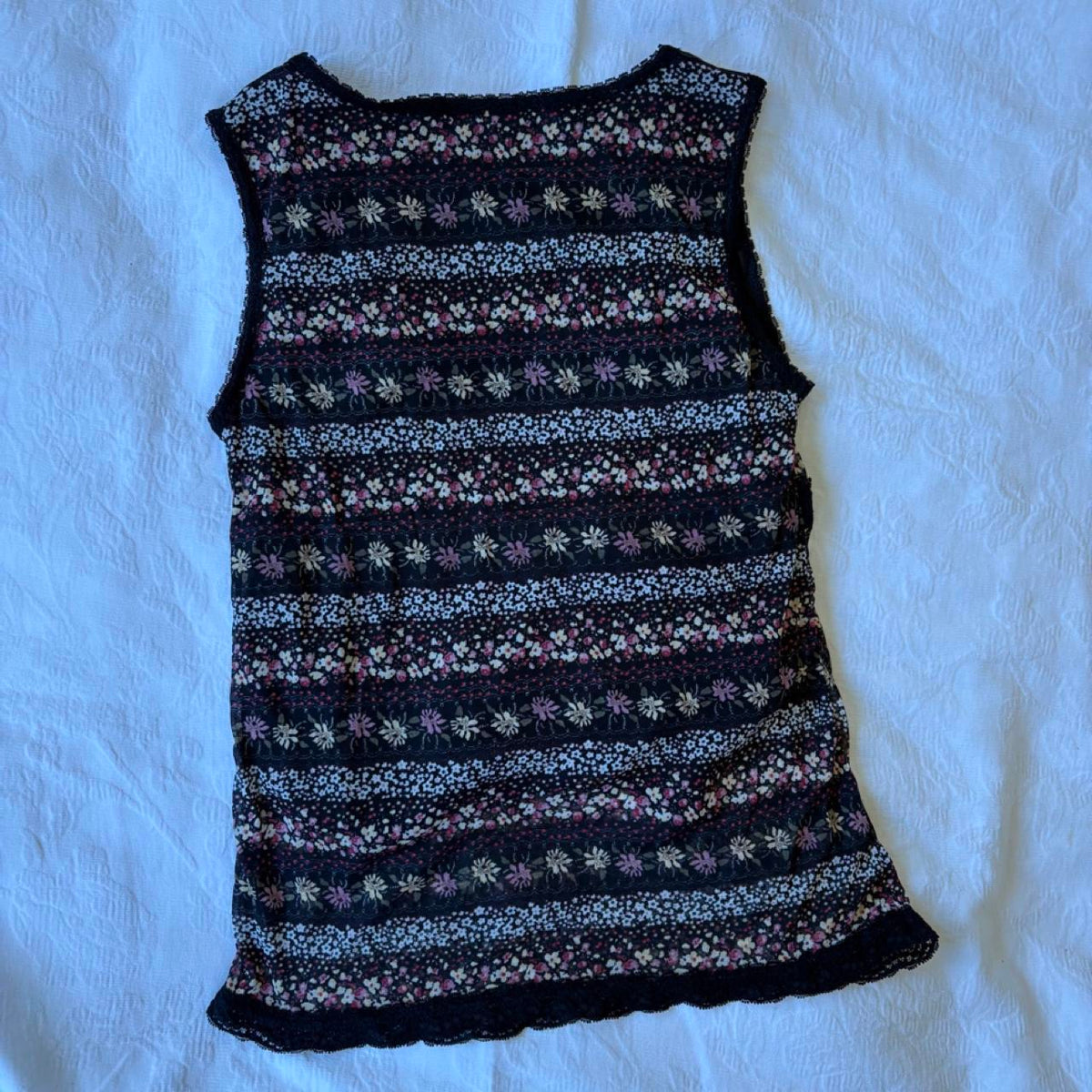 vintage 2000s y2k micromesh floral tank