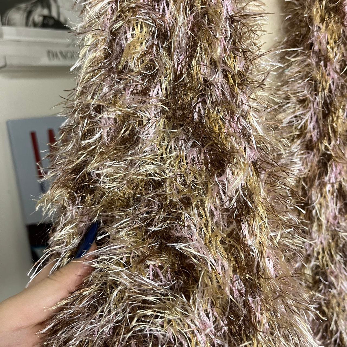 2000s y2k brown faux fur scarf