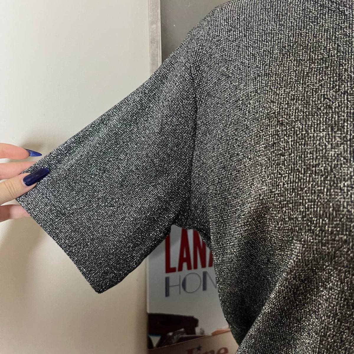 vintage 2000s y2k silver sparkle knit tee