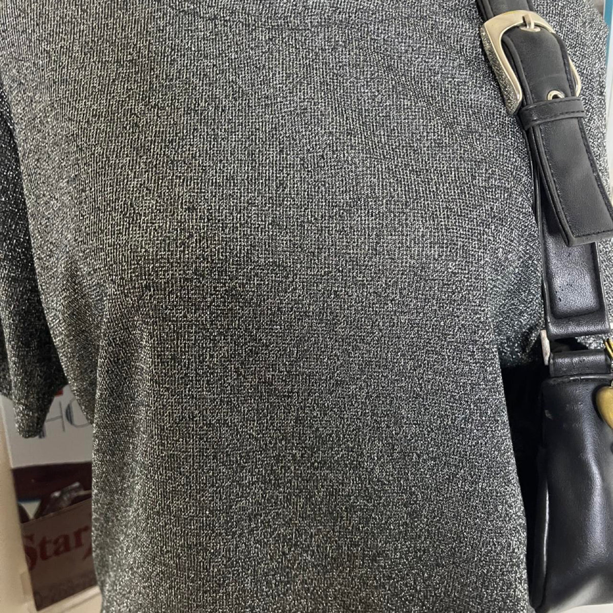 vintage 2000s y2k silver sparkle knit tee