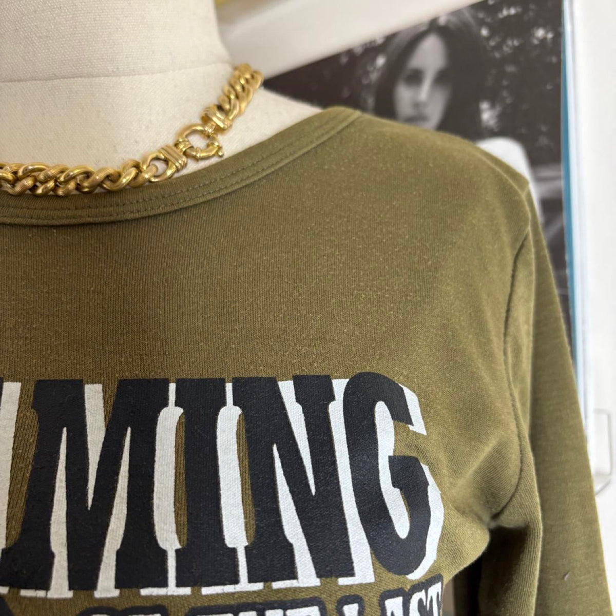 vintage 2000s y2k khaki graphic grunge long sleeve