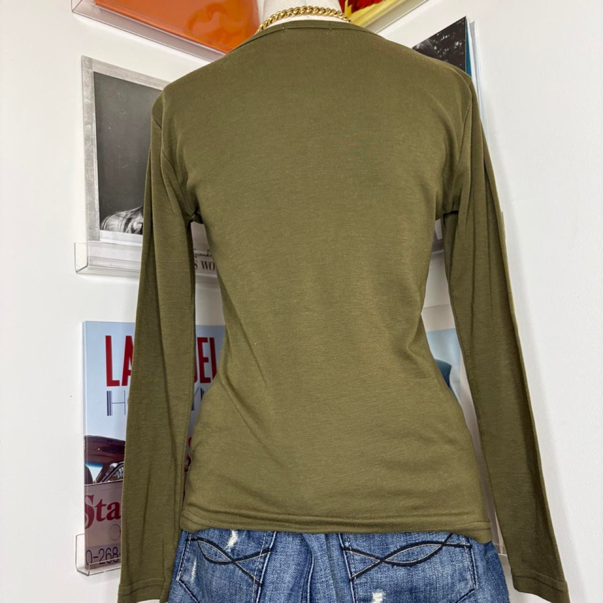 vintage 2000s y2k khaki graphic grunge long sleeve